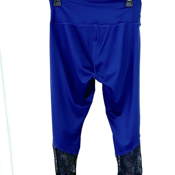 Adore Me Size Lg Crop Leggings Lacy Sheer Purple Spandex High-Rise - Picture 5 of 6